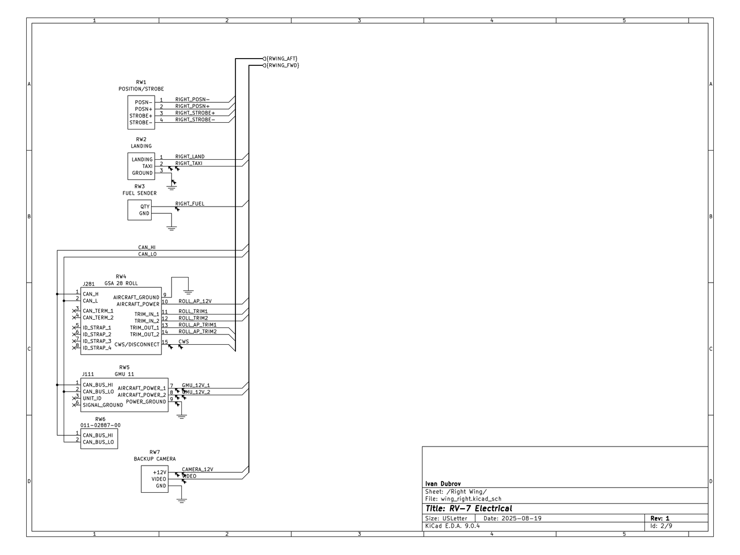 Schematic of the right wing.