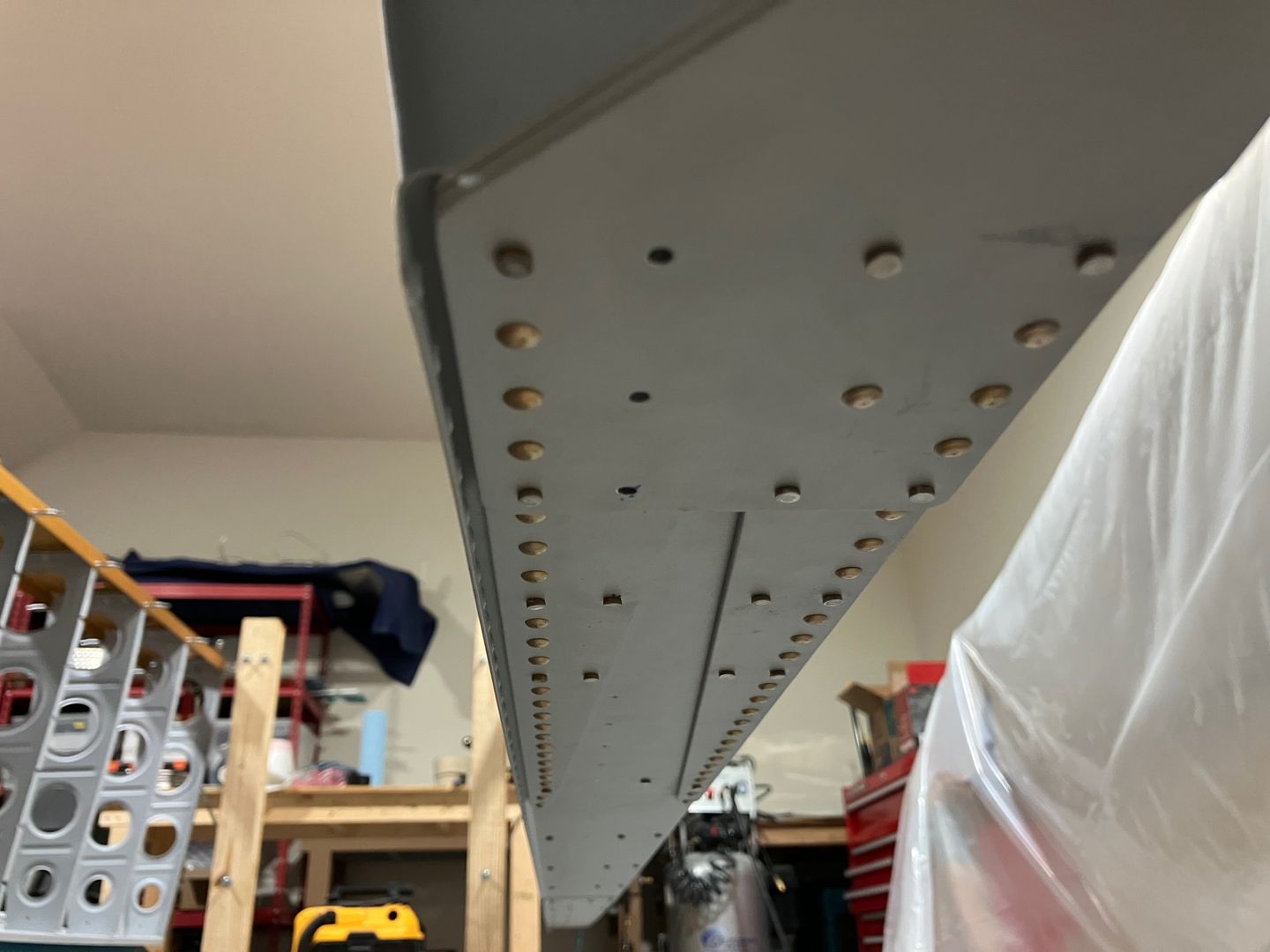 Some of the rear spar rivets.