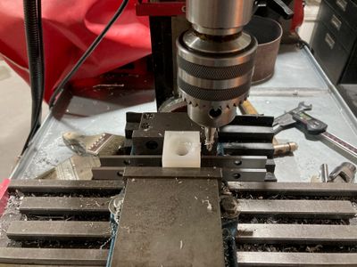 Machining the notch in the block.