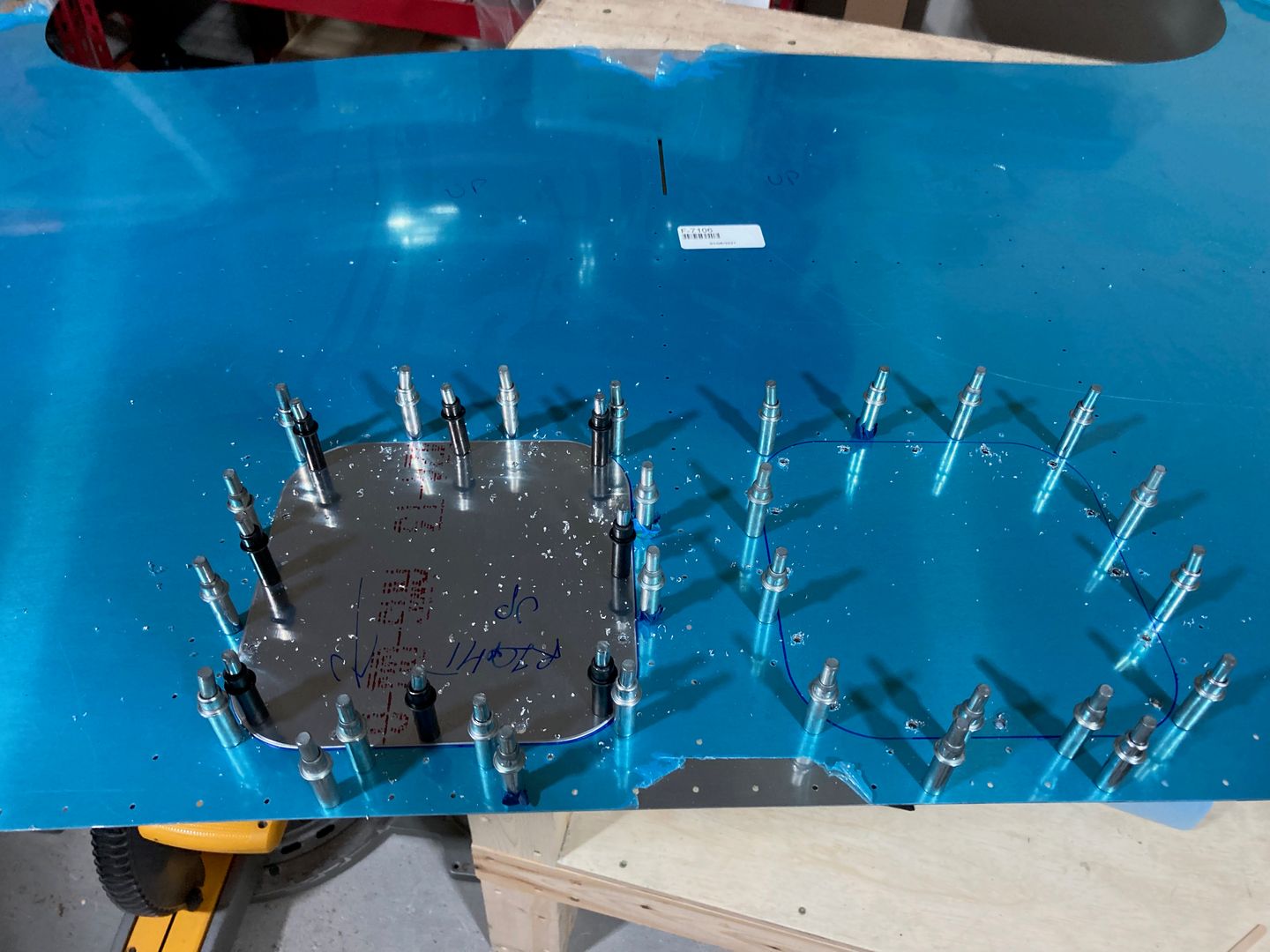 Marking the hole cutouts.