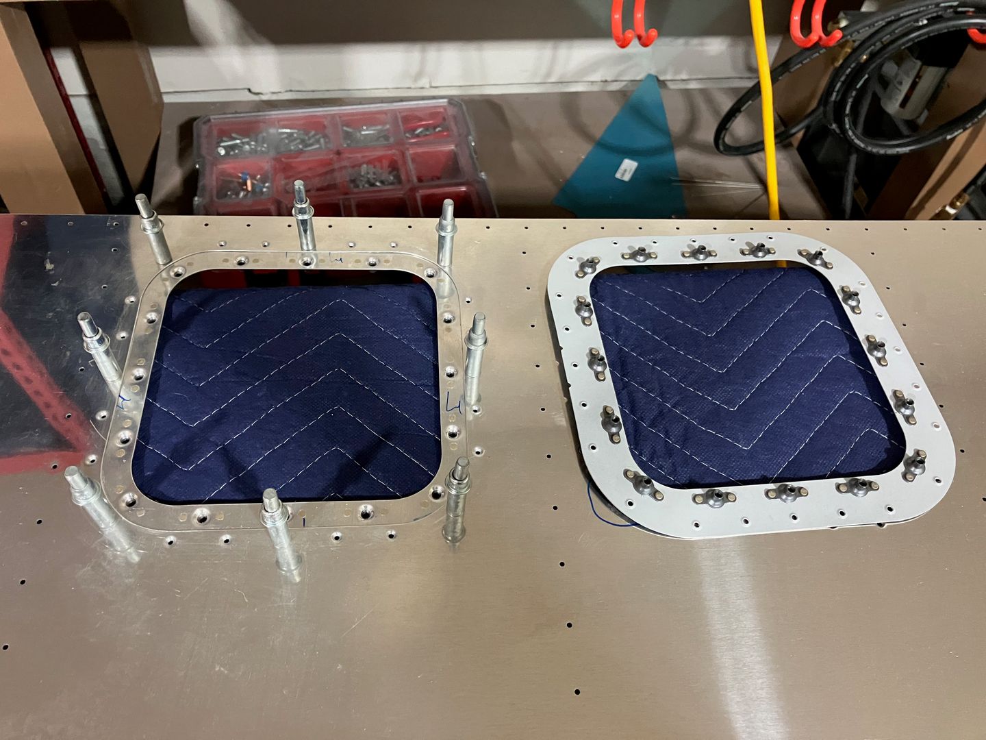 Nutplates are riveted to the doublers