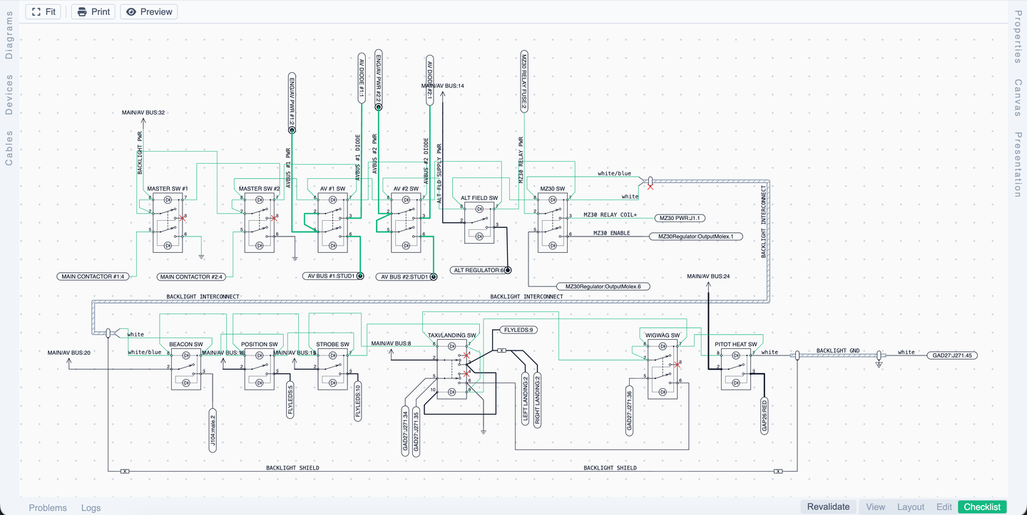 Panel switches diagram