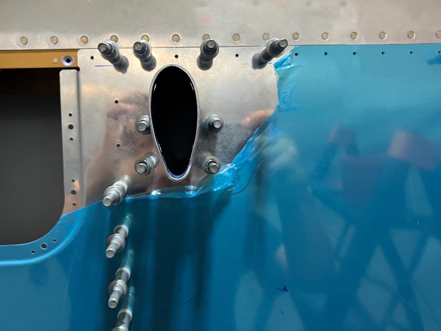 Hole for the pitot mast.