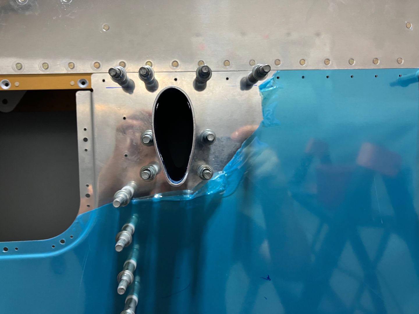 Hole for the pitot mast.