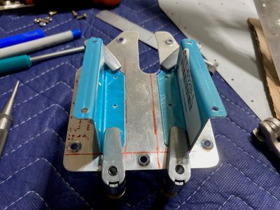 The servo brackets temporarily attached.