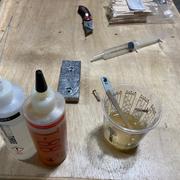 Mixing the epoxy.