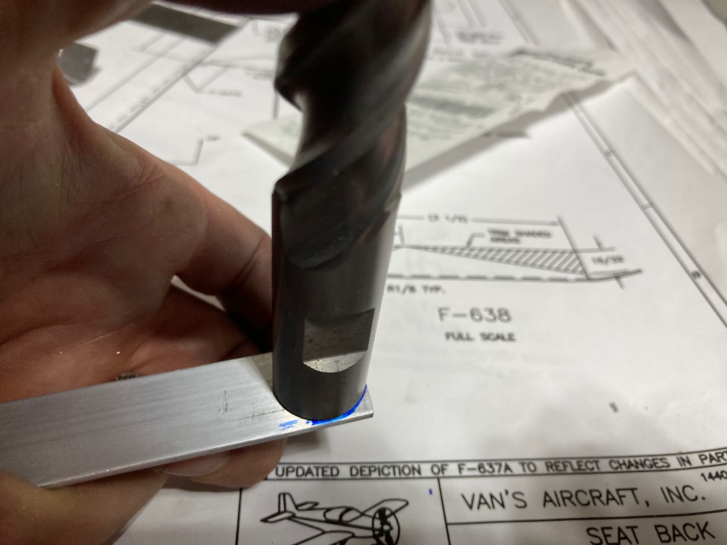Using an endmill to mark the rounded corner.