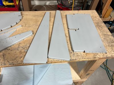 Priming the forward fuselage parts
