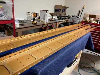 Finishing the countersinks on the wing spars