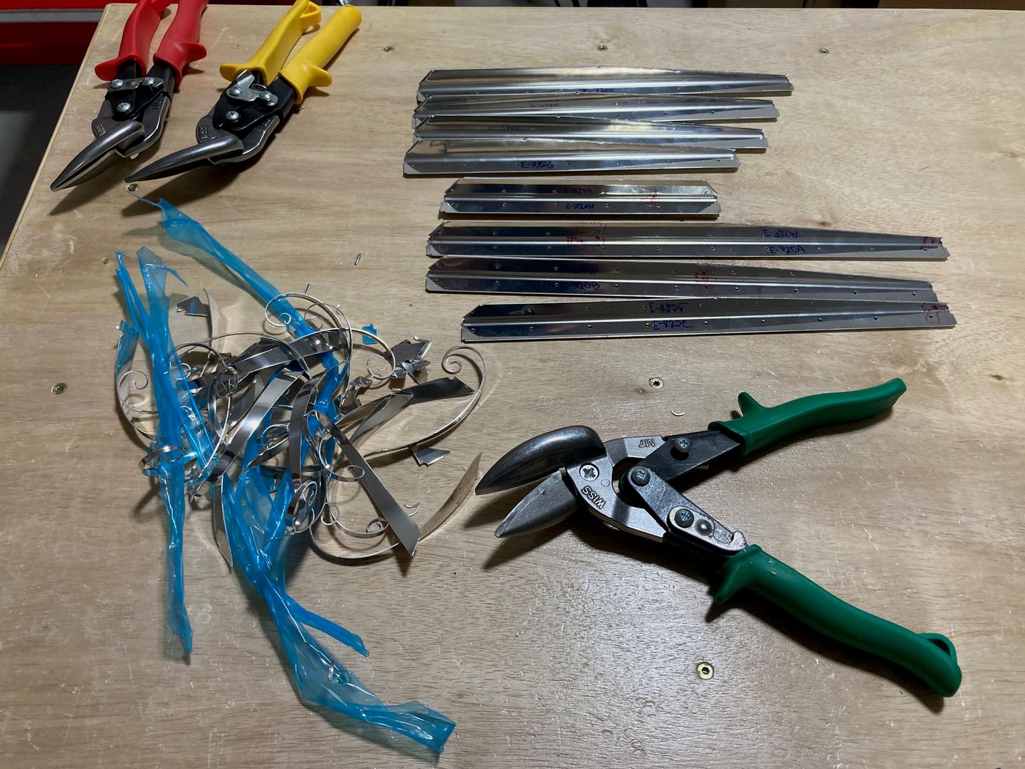 The stiffeners cut from the blanks.