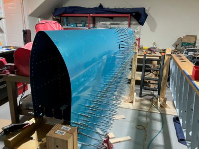 Tank skin clecoed.