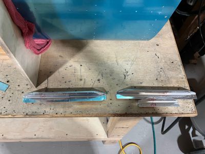 Preparing the fuel tank stiffeners.