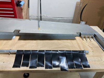 Attaching the sticky tape.