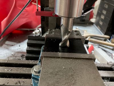 Drilling the initial hole with the endmill.