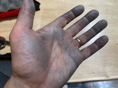 Hand after deburring session
